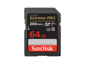 Card de memorie SanDisk Extreme PRO 64GB SDXC pana la 200MB/s & 90MB/s Read/Write speeds, UHS-I, Class 10, U3, V30