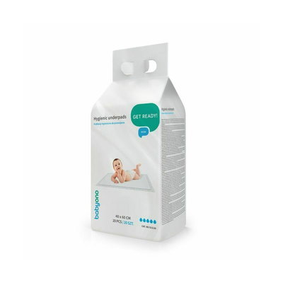 Set 20 aleze, BabyOno, Pentru schimbarea bebelusilor, 40 x 60 cm, Cu benzi adezive, Potrivit si pentru perioada postpartum, Cu strat impermeabil, 0 luni+, Alb