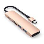 Satechi Adaptor Hub USB-C Satechi Multimedia Slim V2, Auriu, Satechi