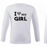 Set de bluze albe pentru cupluri "I love my girl/boy", Zoom Fashion Store
