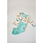 Set bluzita cu maneca lunga si pantaloni lungi, 100% bumbac organic, BabyCosy, Verde (Marime: 9-12 luni), BabyCosy