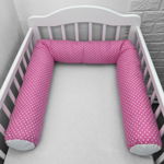 Perna bumper Deseda pentru pat bebe 180 cm buline pe roz, DESEDA