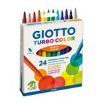 Set 24 carioci netoxice pentru copii, culori intense, testate dermatologic, Giotto Turbo Color, 