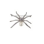 Brosa argint shiny spider cu perla si zirconii albe, 