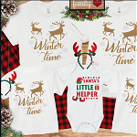 Set de tricouri personalizate Family mama, tata  si copii cu tematica de Craciun, Winter time