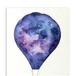 Felicitare - Constelatie Varsator - Balon cu aer cald | Ana-Maria Galeteanu Ilustrator, Ana-Maria Galeteanu Ilustrator