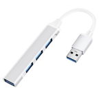 USB HUB Techstar® Diviso, USB 3.0 la 4 x USB 3.0, Aluminium, Compact, Usor, Plug&Play, Argintiu, Techstar