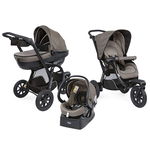 Carucior 3in1 Chicco Activ3 Dark Beige, cu kit pentru masina inclus, 0 luni+