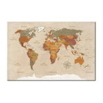 Hartă decorativă a lumii Bimago Beige Chic 120 x 80 cm