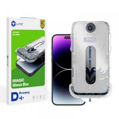 Folie de protectie Ecran Privacy Lito Magic Glass Box D+ Tools pentru Apple iPhone 15, Sticla Securizata, Full Glue, Lito