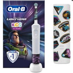 Periuta de dinti electrica Oral-B D100 Vitality Disney Buzz Lightyear pentru copii 7600 oscilatii/min, Curatare 2D, 2 programe, travel case, Alb, Oral-B