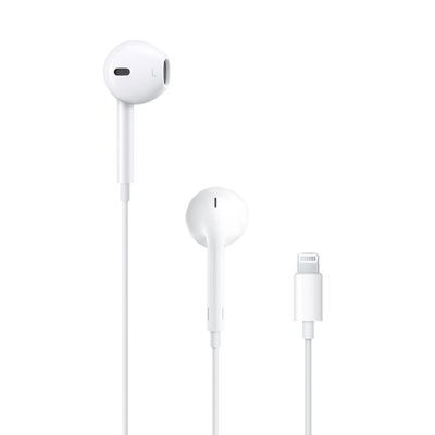 CASTI Apple EarPods pt. smartphone cu fir intraauriculare - butoni microfon pe fir conectare prin Lightning alb mwty3zm / a timbru v