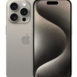 Telefon Mobil Apple iPhone 15 Pro, LTPO Super Retina XDR OLED 6.1inch, 256GB Flash, Camera Tripla 48 + 12 + 12 MP, Wi-Fi, 5G, iOS (Gri), Apple