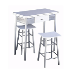Set bar, masă + 2 scaune, albe/argintie, HOMER, Tempo Kondela