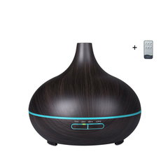 Umidificator de aer/Difuzor aromaterapie cu ultrasunete, 300ml, 7 efecte de lumina, cu telecomanda, lemn wenge, OEM