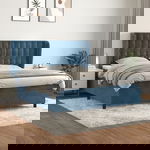 vidaXL Pat box spring cu saltea, albastru închis, 160x200 cm, catifea, vidaXL