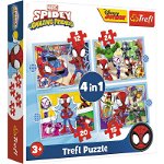 Puzzle Trefl 4 in 1 - Spidey and his Amazing Friends, Echipa Spidey, 12/15/20/24 piese