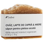 Sapun natural pentru pielea uscata cu ovaz + lapte de capra si miere, 130g, Sabio, Sabio