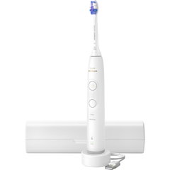 Periuta de dinti electrica HX7400/06, 62.000 miscari/minut, autonomie 21 zile, 2 moduri de periere, 3 intensitati, senzor presiune luminos, functia BrushSync, capat de periere Sensitive, toc transport, alb