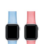 Ceasuri Femei POSH TECH Solid Silicone Apple Watch Band 42mm - Set of 2 Light Blue Oil Coral Oil