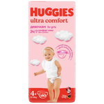 Huggies - Scutece Ultra Comfort Mega, marimea 4+, Fetite, 10-16 kg, 60 buc