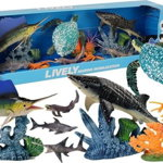 Set de figurine LeanToys cu elemente mobile cu animale de mare, LeanToys