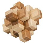 Joc logic IQ din lemn bambus in cutie metalica Block, Fridolin, 8-9 ani +, Fridolin
