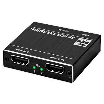 Splitter 2 in 1 HDMI v2.0 4K@60Hz HDR RGB 4:4:4 3D cu HDCP 2.2 si EDID negru, krasscom