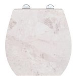 Capac de toaleta cu sistem automat de coborare, Wenko, Easy-Close White Marble, 38 x 44.5 cm, duroplast, multicolor, Wenko