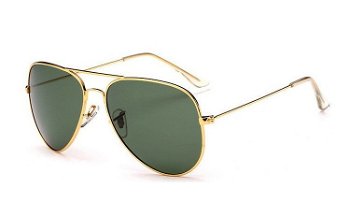 Ochelari de soare Aviator Verde cu Auriu, Xmi Mall