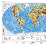 Mapa de birou, 70 x 50cm, harta Lumii Fizice, STIEFEL