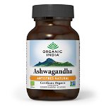 ORGANIC INDIA Ashwagandha | Antistres Natural si Sanatatea Sistemului Endocrin, 60 capsule vegetale, 