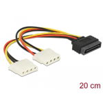  Power SATA 15pin > 2x 4pin Molex female 20cm, DELOCK