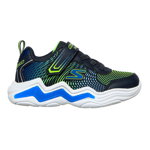 Skechers, Pantofi sport cu velcro si LED-uri Thermo-Flash - Flame, Verde lime/Bleumarin