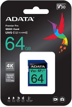 Card Premier Pro 64 GB SDXC, memory card (UHS-I (U3), Class 10, V30), ADATA