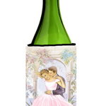 Caroline`s Treasures Cuplu romantic Kiss sticla de vin izolator de băuturi Hugger Multicolore Wine Bottle, 