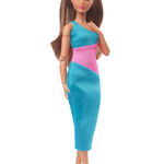 Papusa Barbie Signature Looks Short Brunette Ponytail Turquoise/pink Dress (hjw82) 