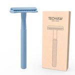 Aparat de ras Classic Safety Razor Techstar® SR3, Aliaj de Zinc, Cu Lame De Rezerva, Reutilizabil, Ecologic, Albastru, Techstar