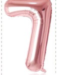 Balon aniversar Maxee, cifra 7, rose, 40 cm