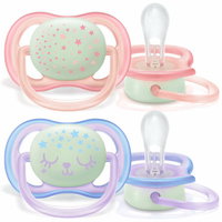 Suzeta PHILIPS AVENT Ultra Air NightTime SCF376/18, 0-6 luni, 2 buc, multicolor