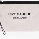 Saint Laurent Chalk Canvas Rive Gauche Clutch Black & White