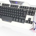Tastatura + mouse E-Blue, EKM811WHUS-IU, Aurora, cu cablu, alb, EN, E-Blue