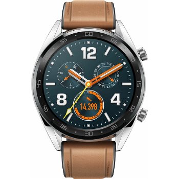Smartwatch HUAWEI Watch GT, Android/iOS, silicon/piele, argintiu