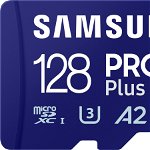 Card de memorie SAMSUNG PRO Plus, microSDXC, 128GB, 180MB/s, clasa U3/A2/V30/10, UHS-I, adaptor