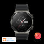 Smartwatch Huawei Watch GT 2 Pro, Display AMOLED 1.39", 32MB RAM, 4GB Flash, Bluetooth, GPS, Carcasa Titan, Bratara Silicon, Rezistent la apa, Android/iOS (Negru)