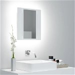 Dulap baie cu oglinda, 40 x 12 x 45 cm, iluminare LED, alb