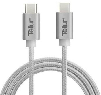 Cablu de date / adaptor Tellur USB-C Male la USB-C Male, 1 m, Silver
