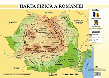Harta fizica a Romaniei - plansa a4