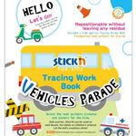 Carte educativa Stick"n Tracing Work Book - Vehicles Parade, StickN
