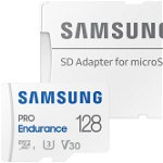 Card de memorie SAMSUNG PRO Endurance, microSDXC, 128GB, 100MB/s, clasa 10/U3/V30, UHS-I, adaptor